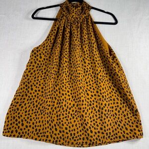 Joie Mustard Halter Neck Leopard Print Camisole